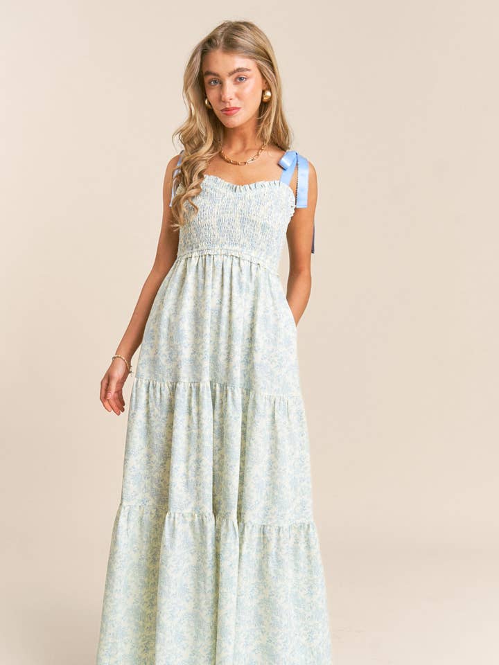 smocked floral maxi dress Smocked Floral Maxi Dress