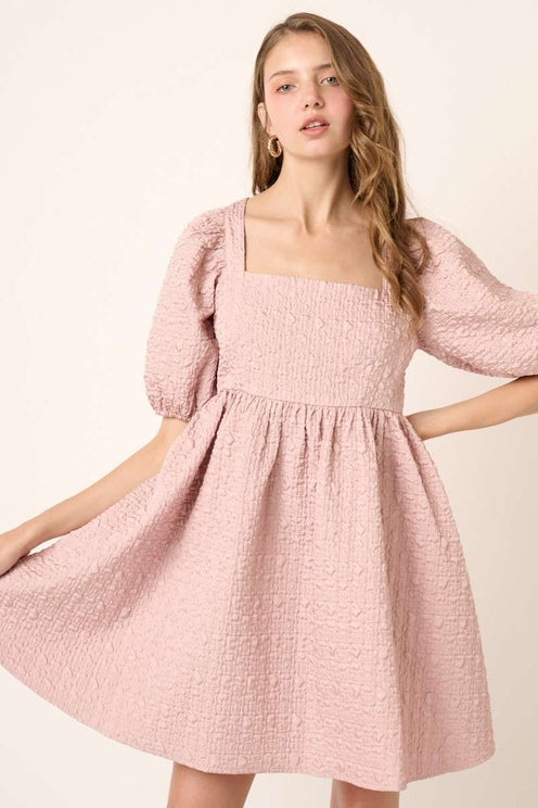 blush pink babydoll dress Blush Mesh Babydoll Dress (Preorder)