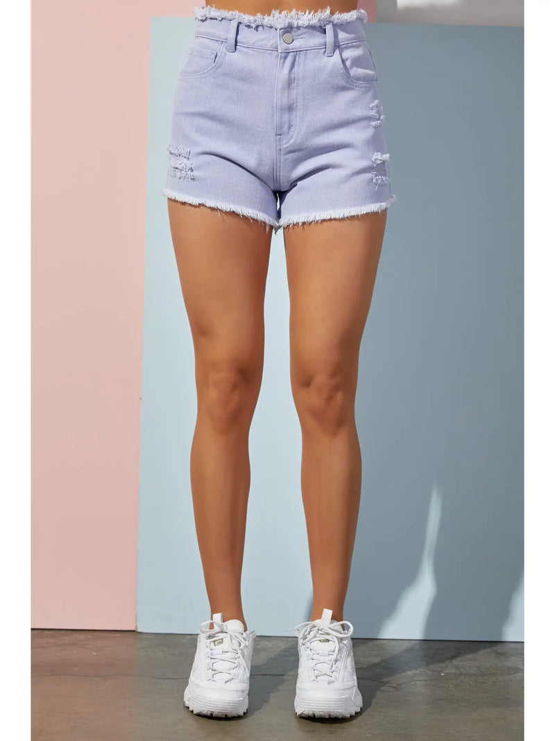 Periwinkle Distressed Shorts