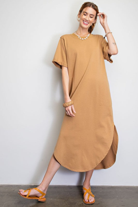 Casual Terry Knit Maxi Dress