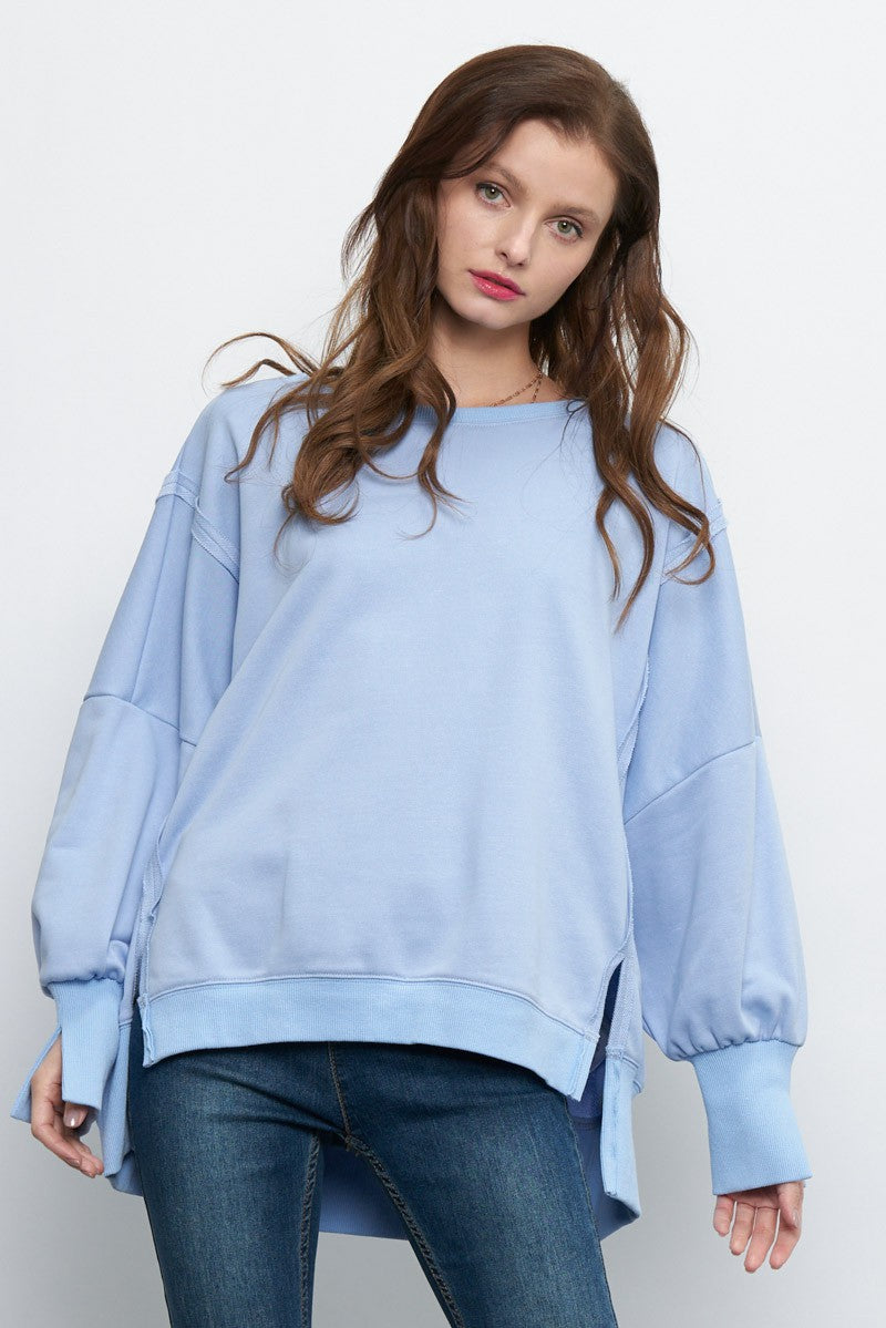 Icy Blue Oversized Pullover