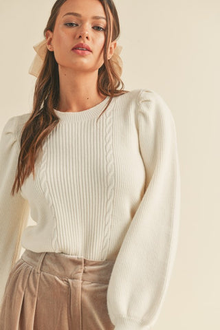 【sheller】シェリエ puff sleeve knit sheller】シェリエ puff sleeve knit