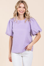 Textured Balloon Sleeve Top
