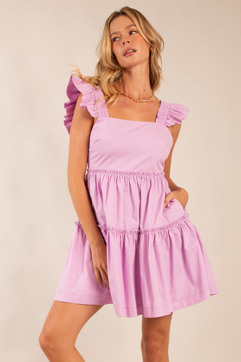 Lilac Ruffled Mini Dress