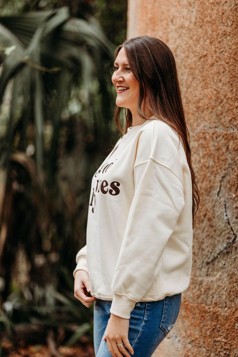 Good Vibes Only Embroidered Pullover