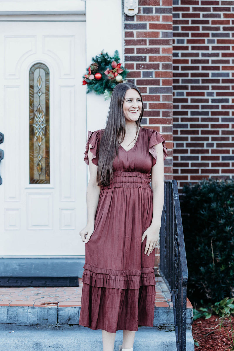 Vino Ruffled Midi Dress