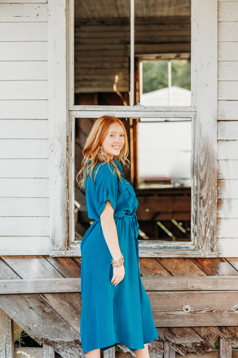 Autumn Teal Midi Dress BoldSoul Boutique LLC Autumn Teal Midi Dress BoldSoul Boutique LLC