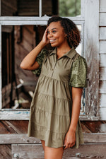 Sequin Sleeve Tiered Dress