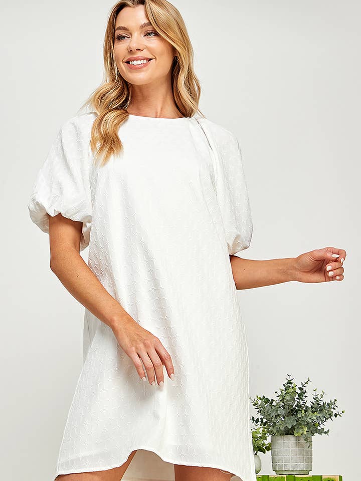 White Embossed Mini Dress