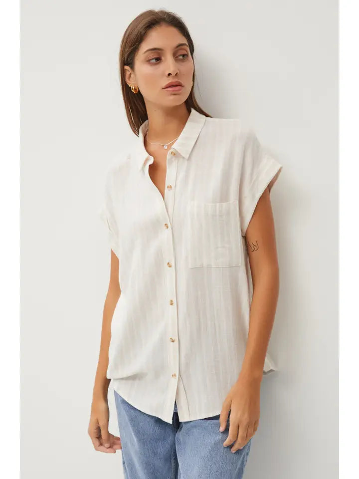 Coastal Sand Striped Button Down