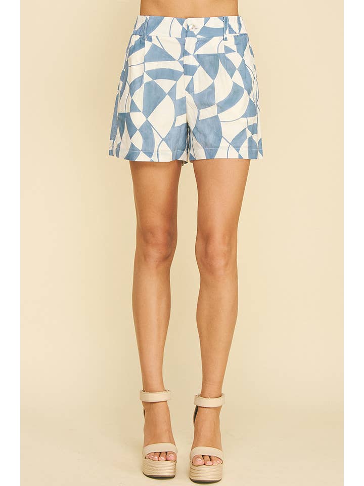 Abstract High Waisted Shorts
