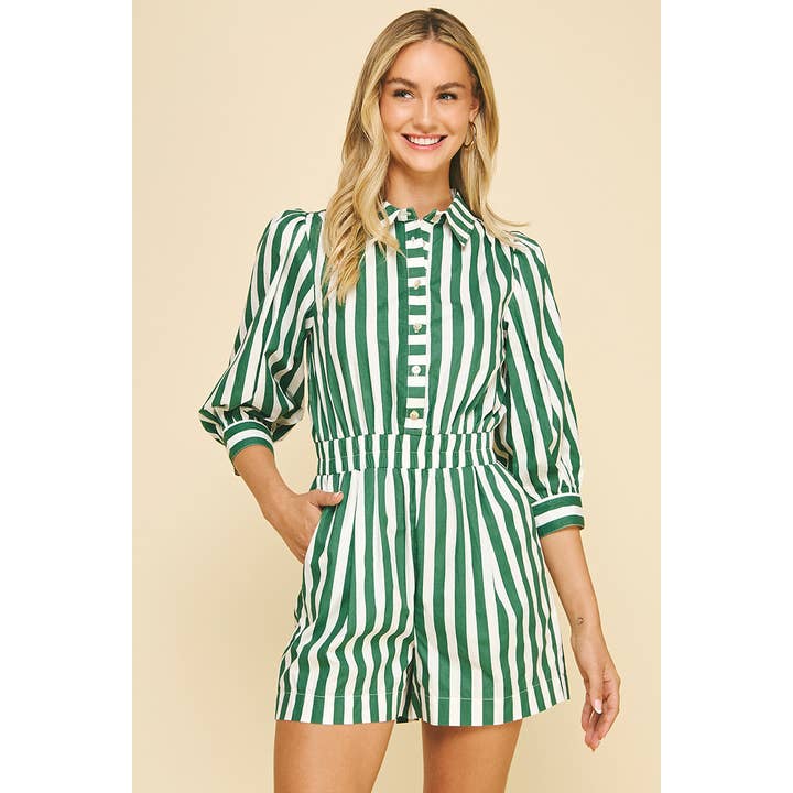 Striped Button Down Romper