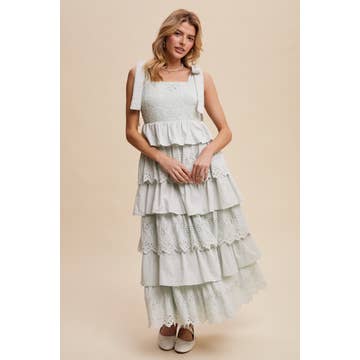 Tiered Eyelet Maxi Dress