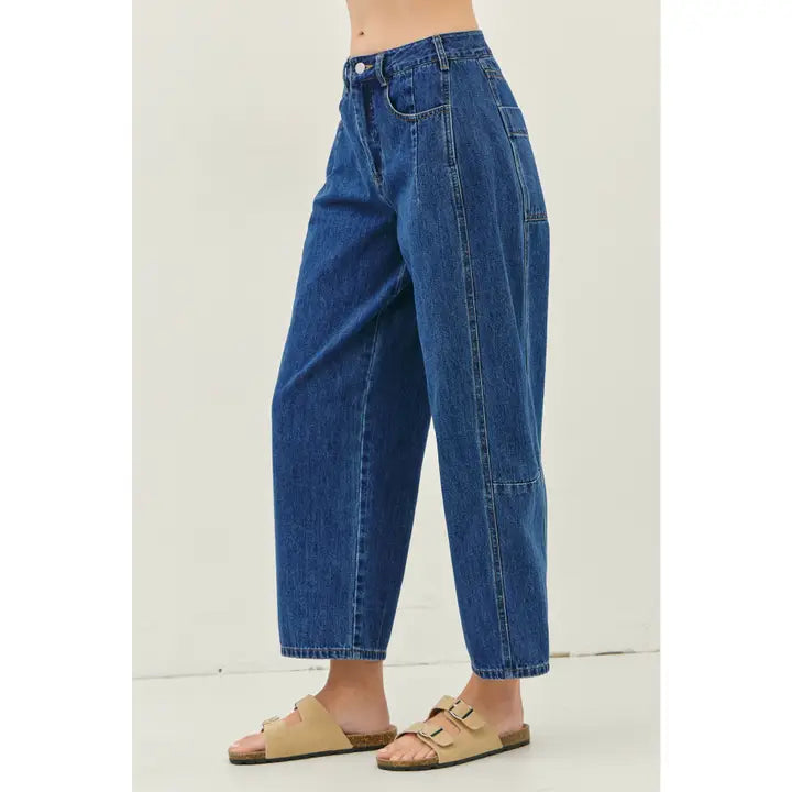 Barrel Leg Ankle Jeans