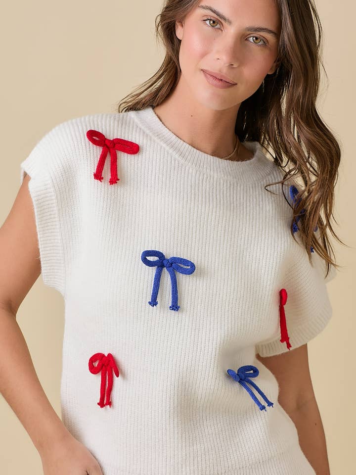 USA Bow Knit Top