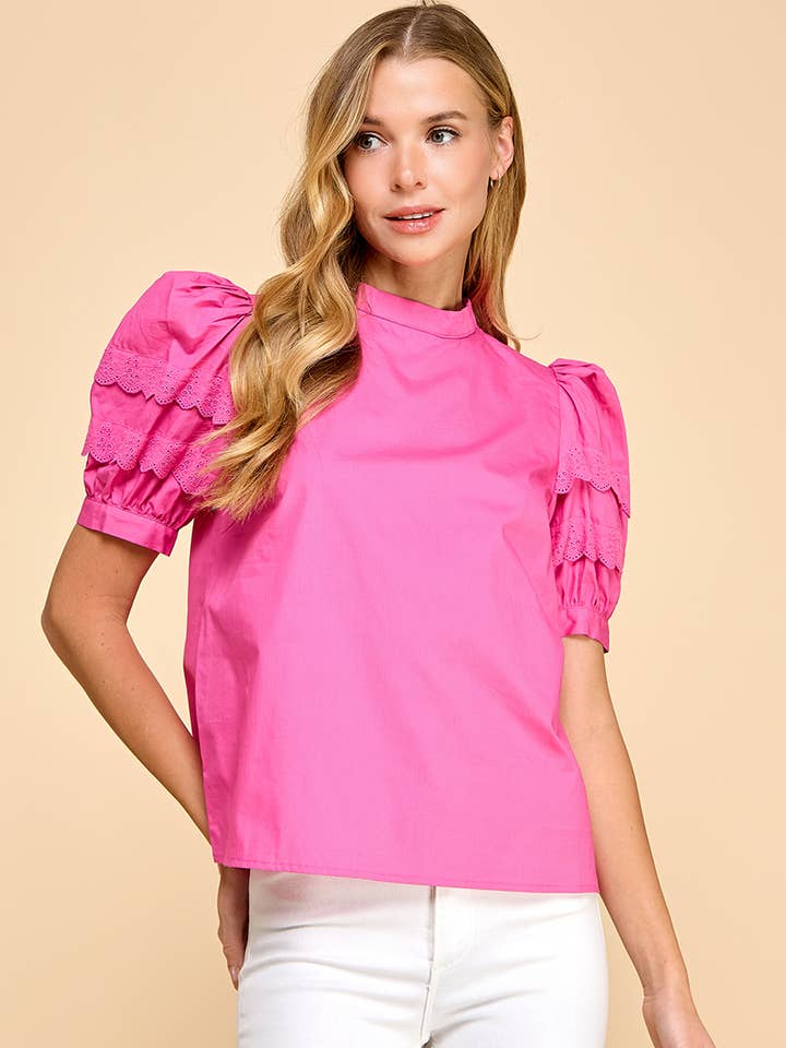 Puffed Sleeves Poplin Top