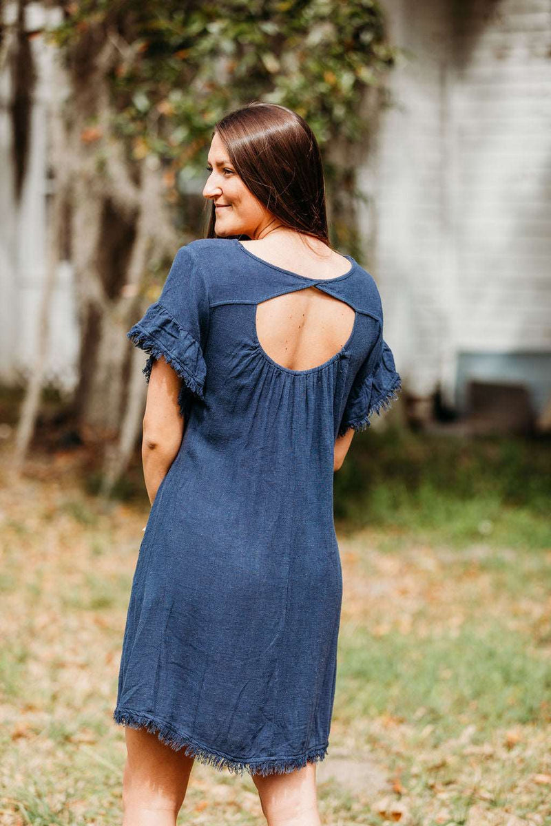 Adrift Navy Fringe Dress Adrift Navy Fringe Dress