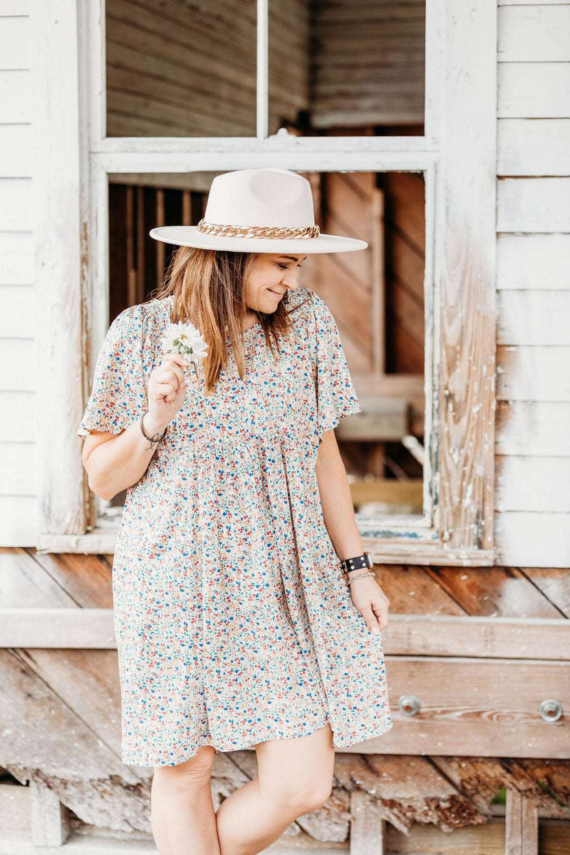 Golden Blossom Floral Dress