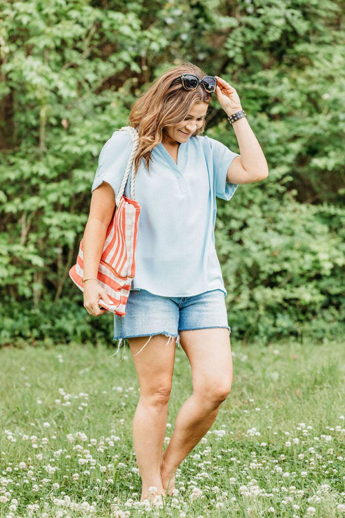 Blue Skies V neck Top