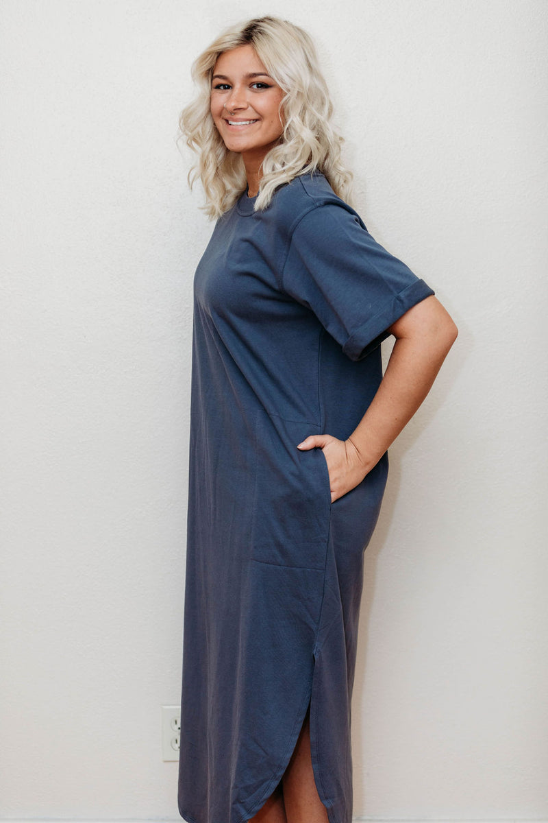blue terry cloth dress Indigo Terry Cloth Maxi