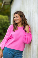 Tickled Pink Ruched Sweater