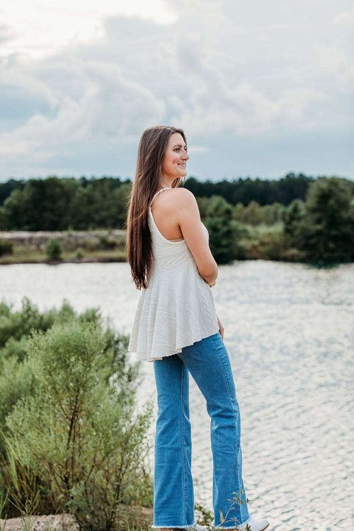 Front Seam Denim Flares