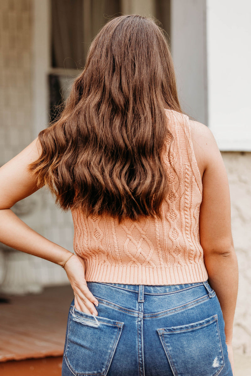 Peachy Cable Knit Crop