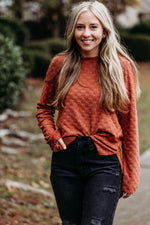 Rusted Textured Plaid Top