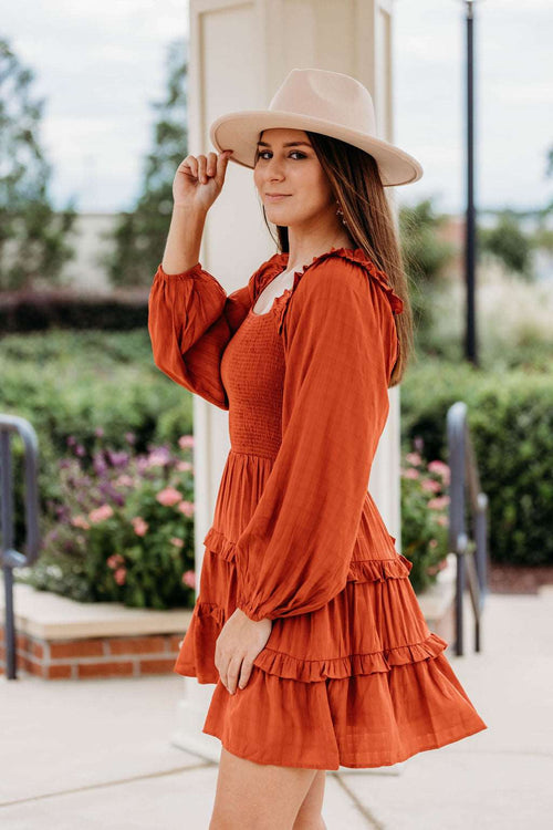 Autumn Tones Smocked Dress