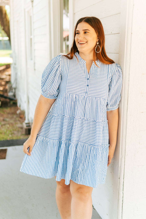 Bold Stripes Tiered Dress