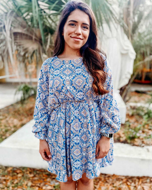 Blue Blossom Flare Dress